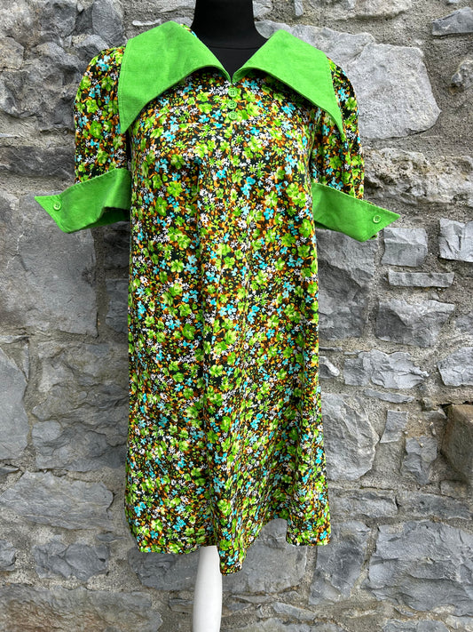 70s green floral dress uk 10