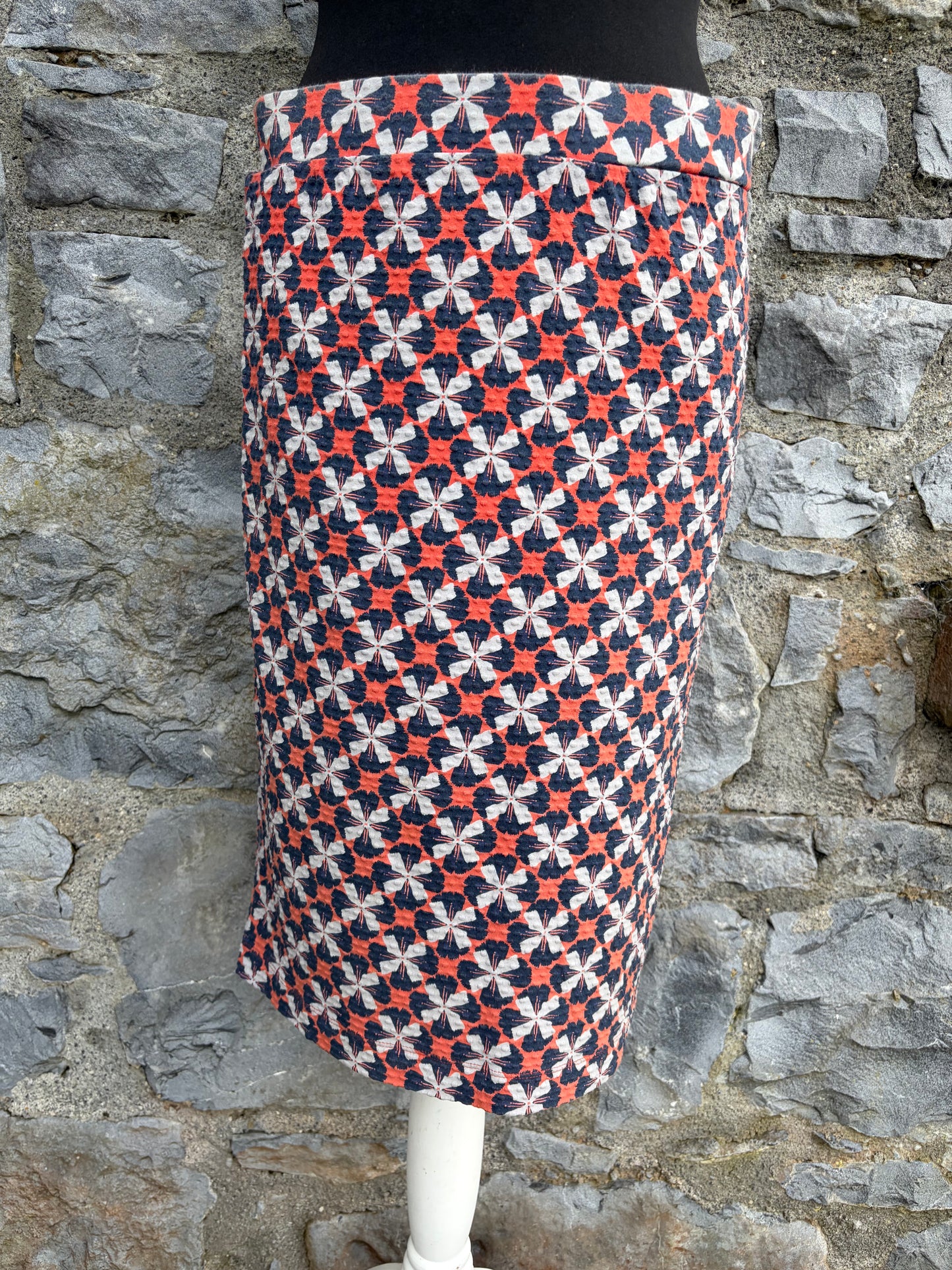 Orange&blue geometric floral skirt uk 10