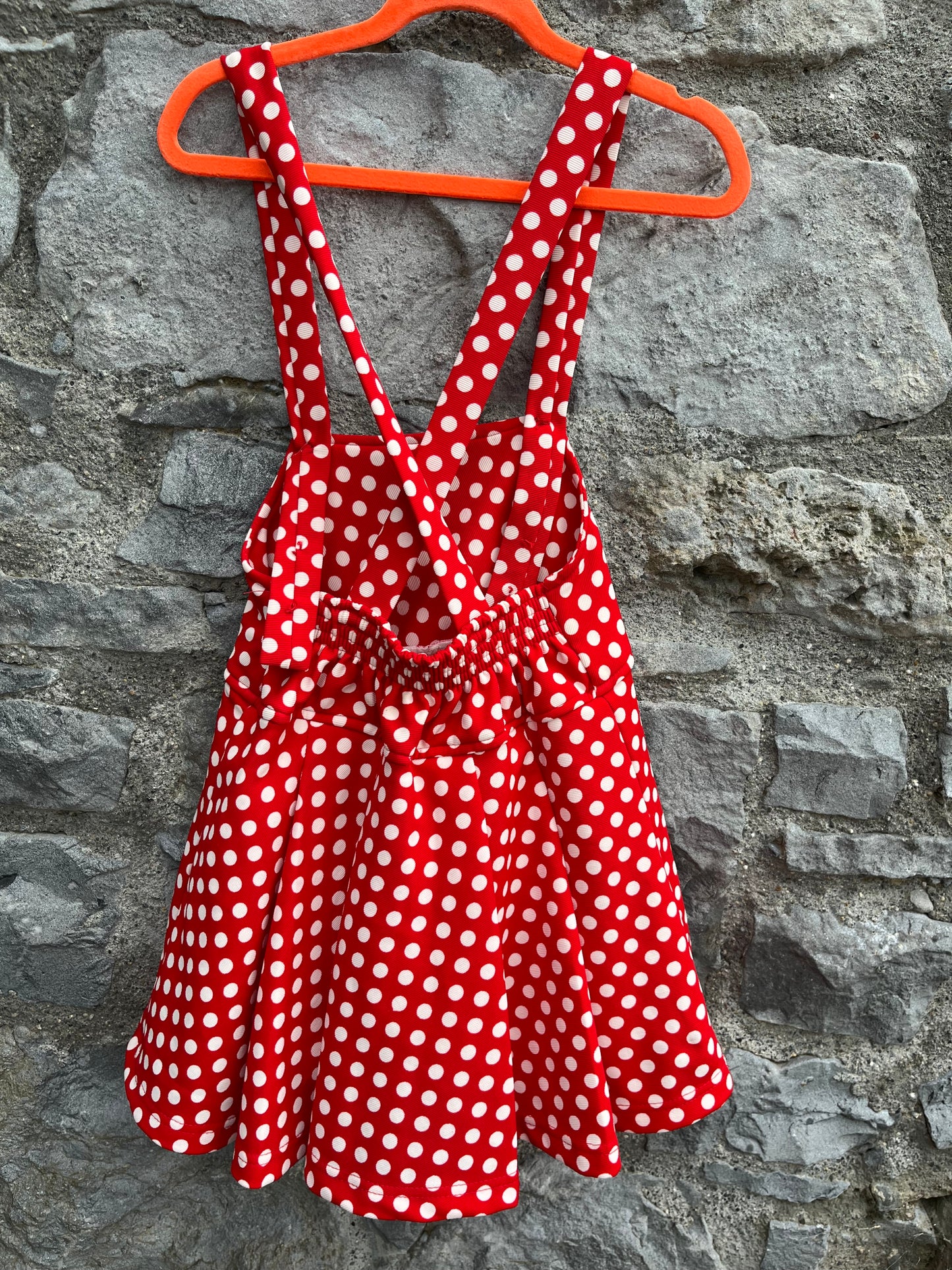 90s red polka dots pinafore with shorts 6y (116cm)