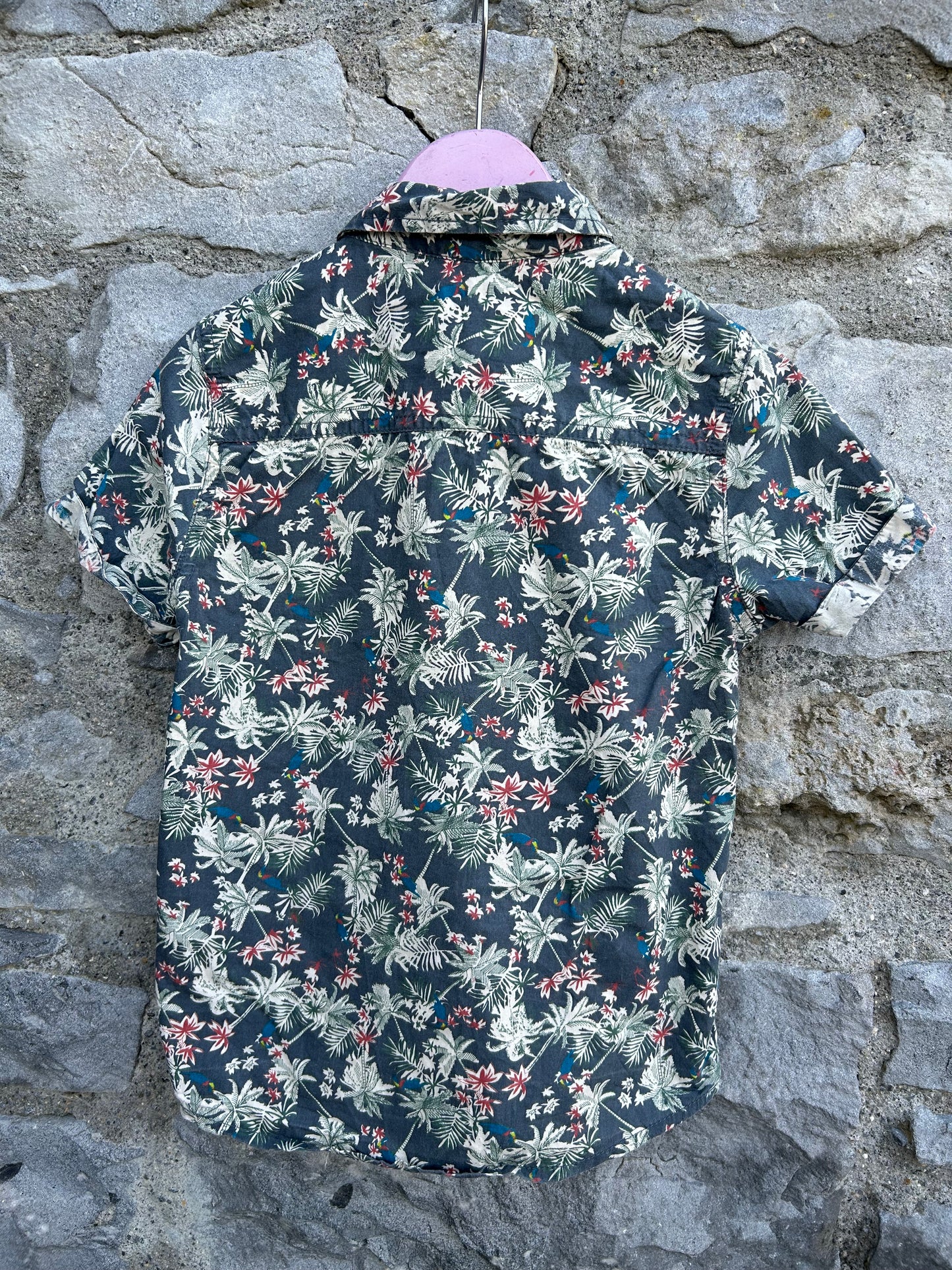 Palm trees charcoal shirt   5-6y (110-116cm)