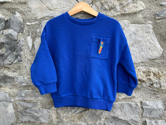 Blue ribbed sweatshirt  18-24m (86-92cm)