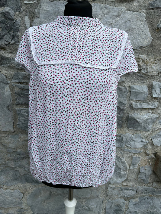 Tiny flowers white top uk 14