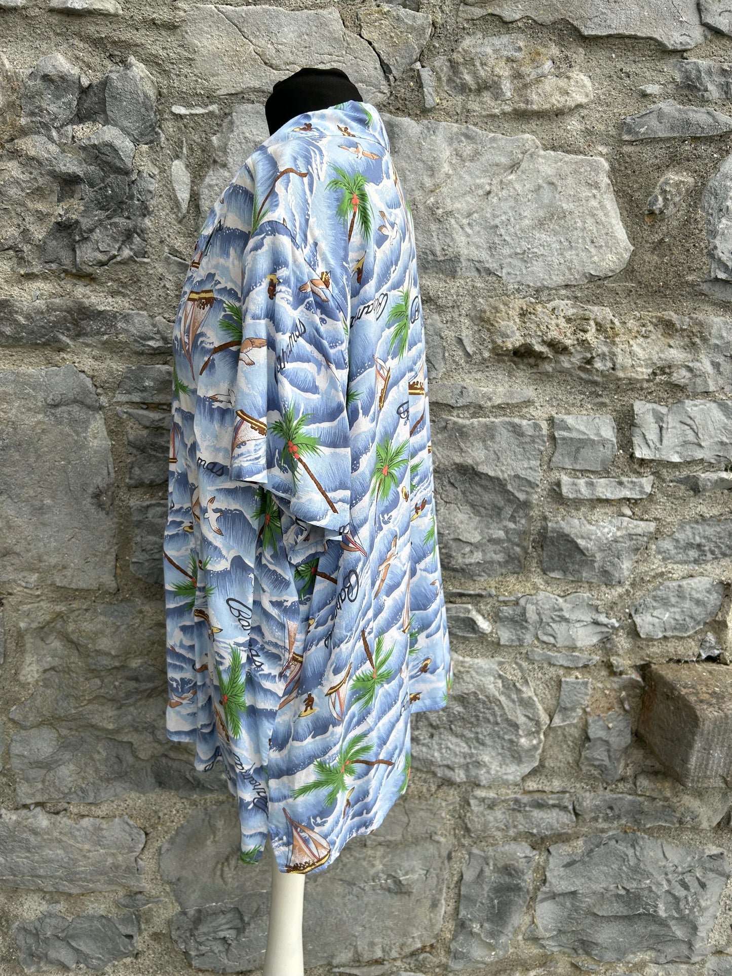 90s blue Hawaiian shirt uk 16-18