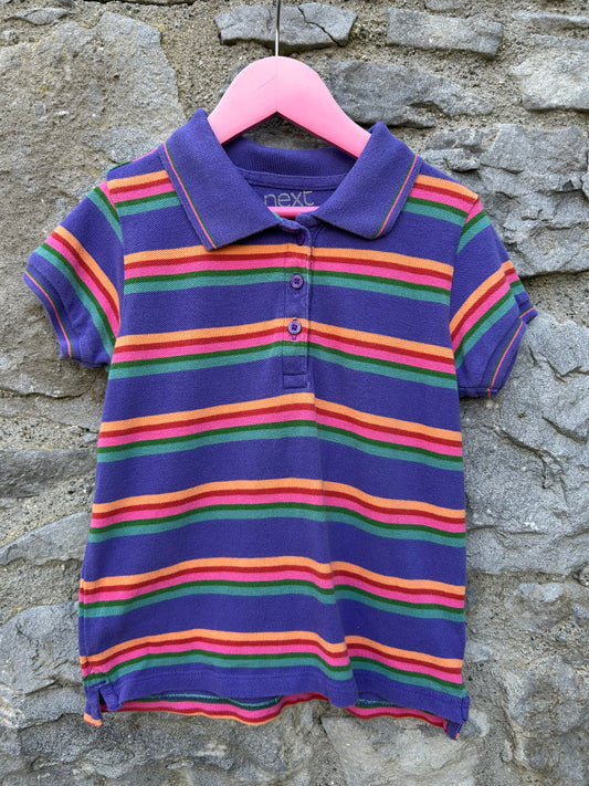 Colourful stripy purple polo top 5-6y (110-116cm)