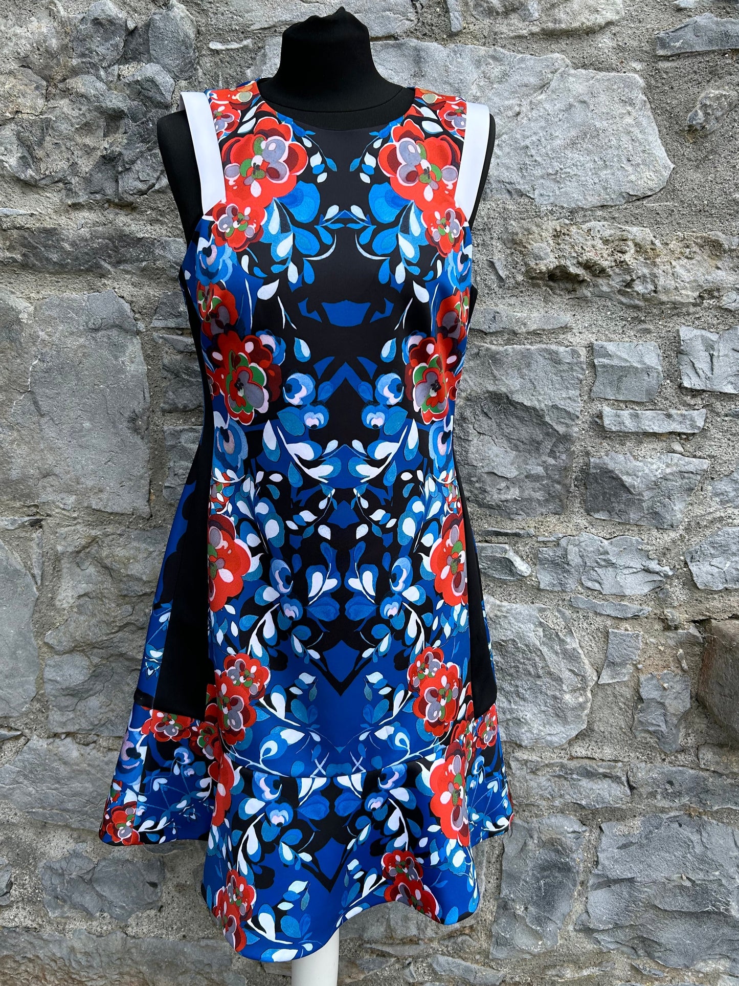 Blue&red floral dress uk 12-14