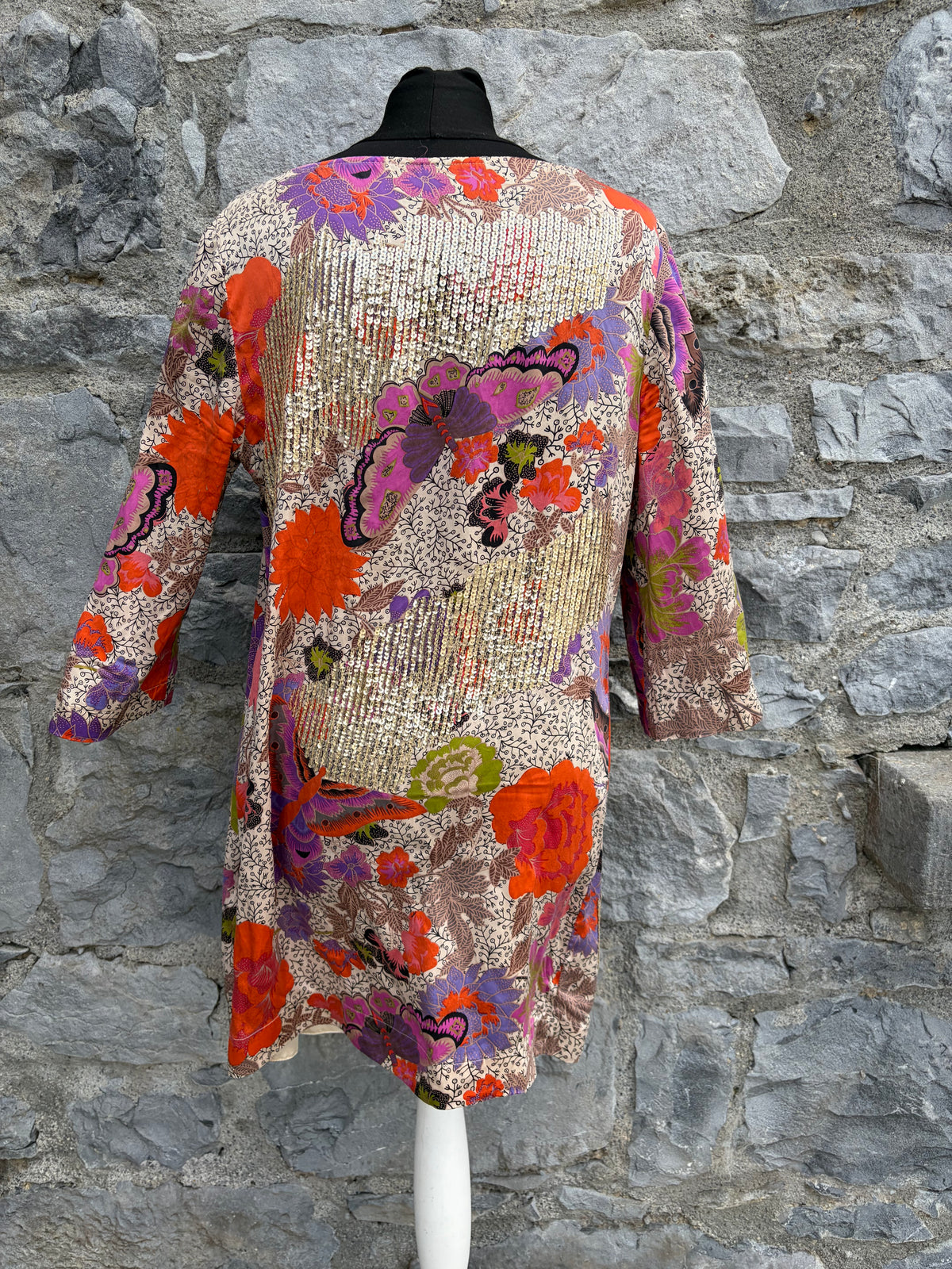 Colourful butterfly silk tunic dress