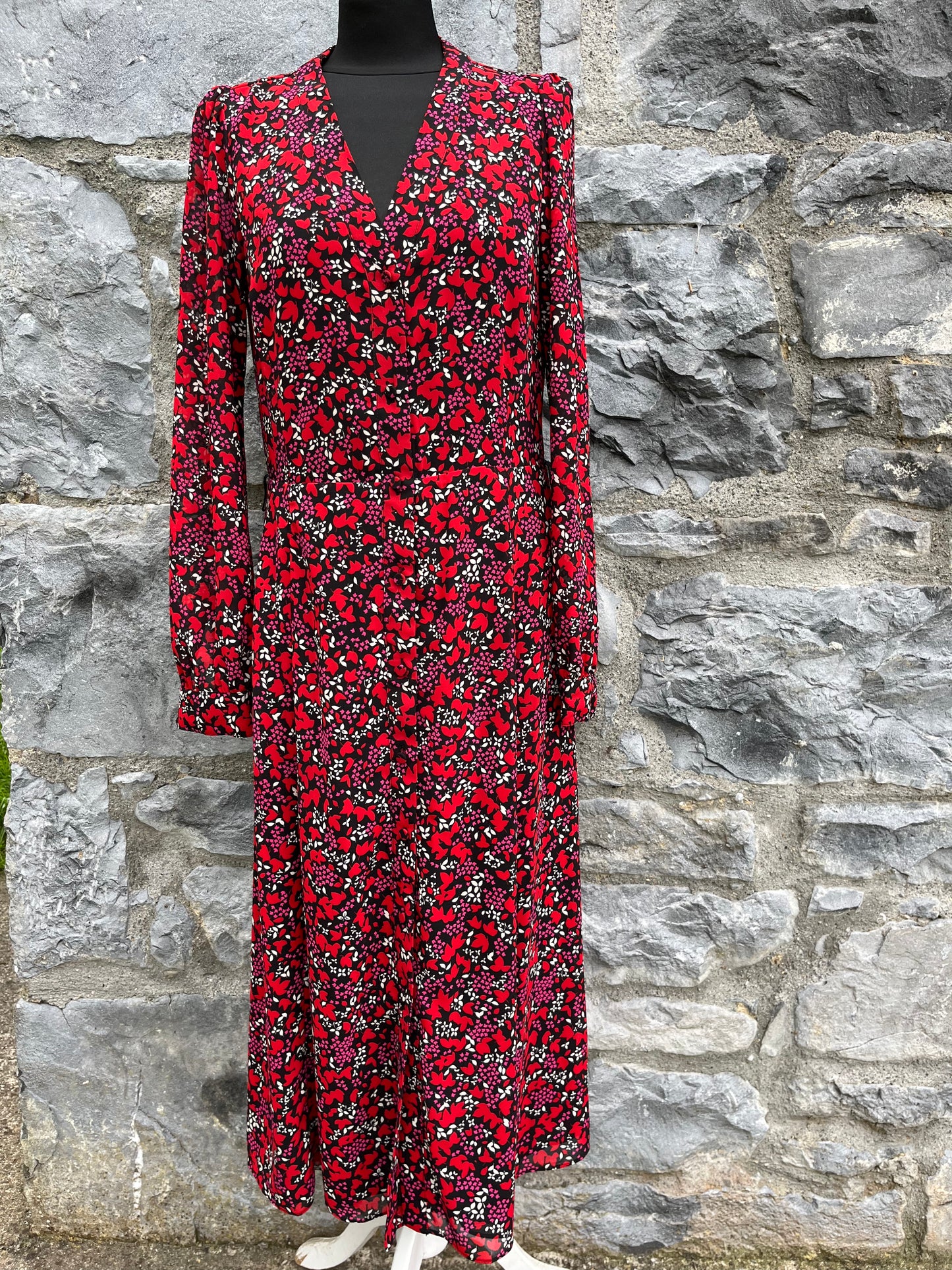 Red floral maxi dress uk 8-10