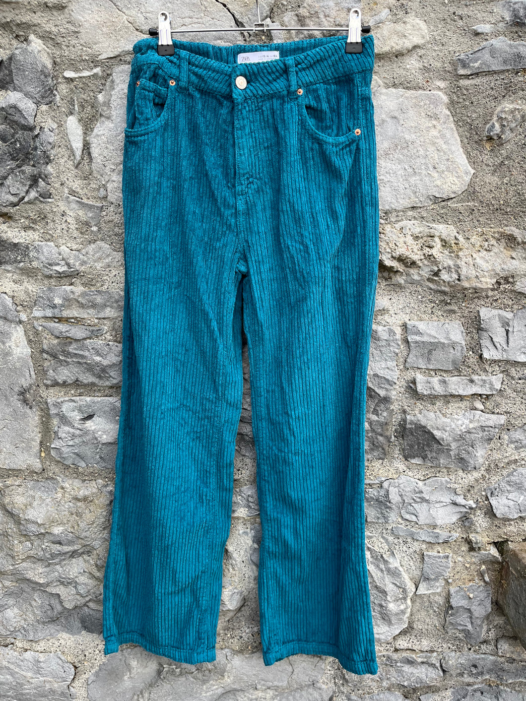 Teal thick cord pants  13-14y (158-164cm)
