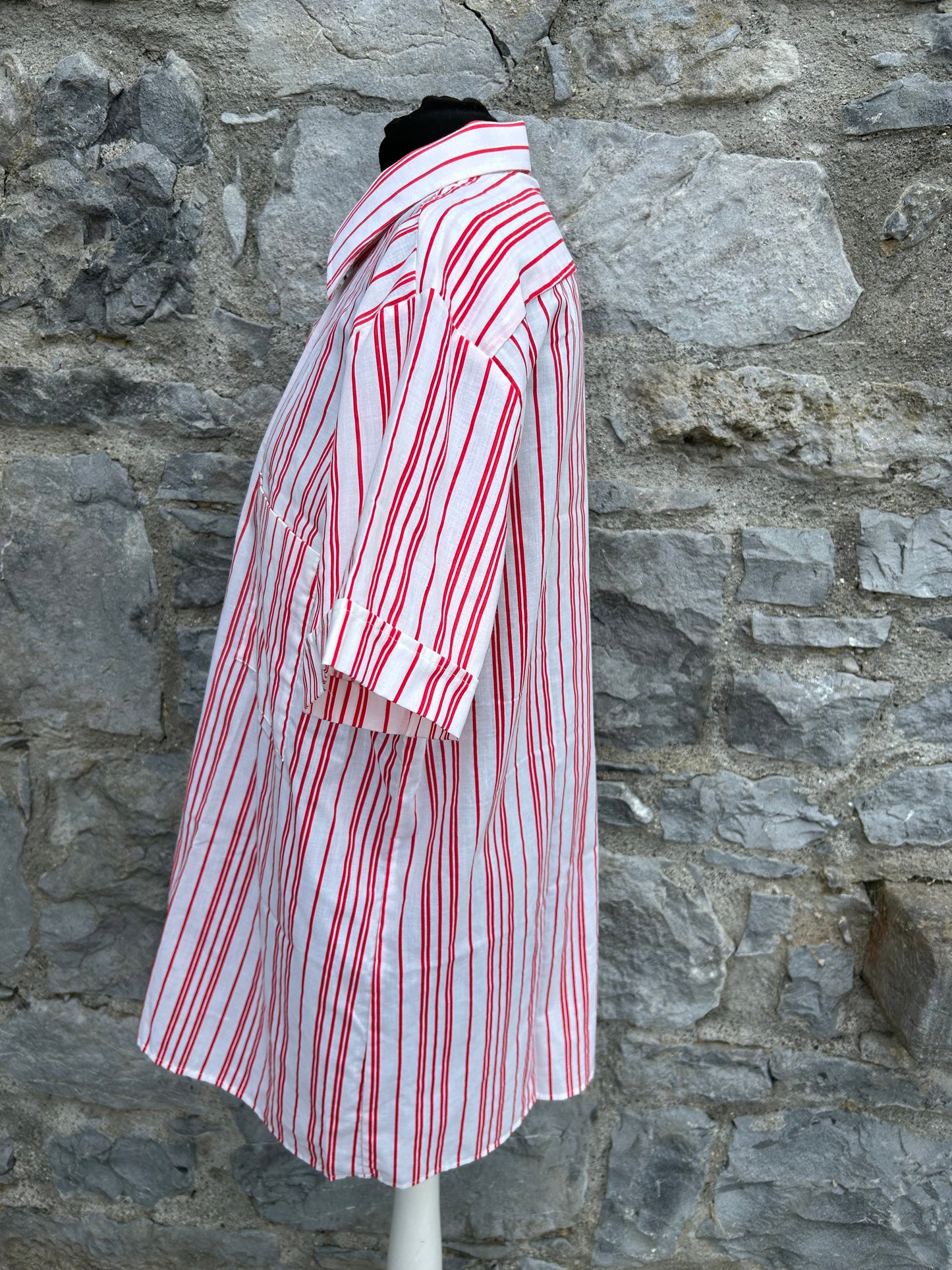 90s red stripy shirt M/L