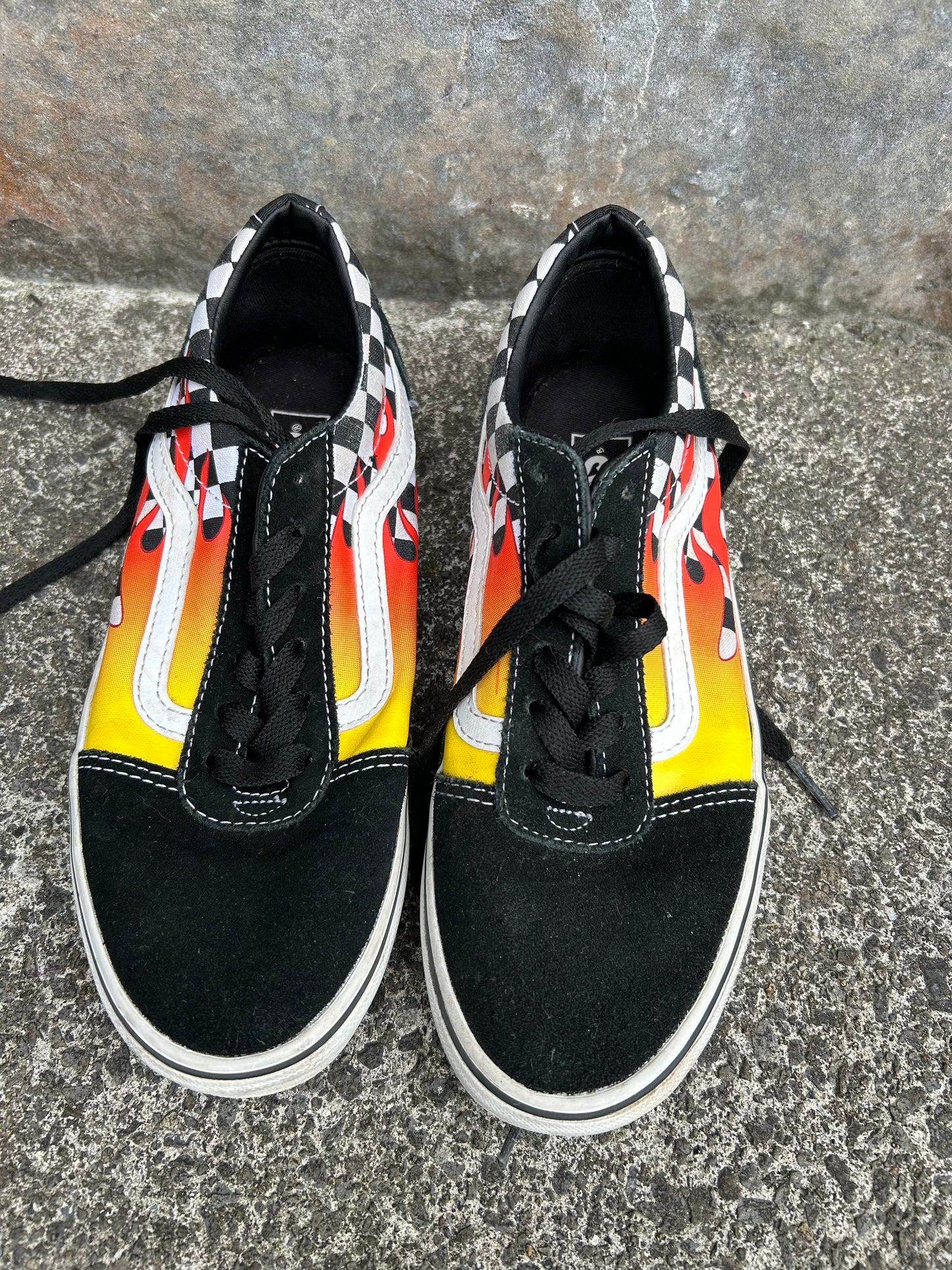 Fire&black checker trainers  uk 3.5 (eu 36.5)