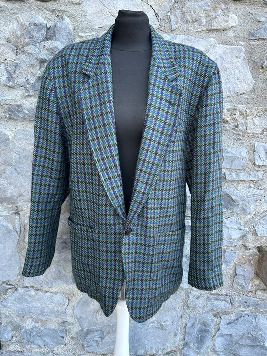 80s Blue&grey herringbone jacket S/M
