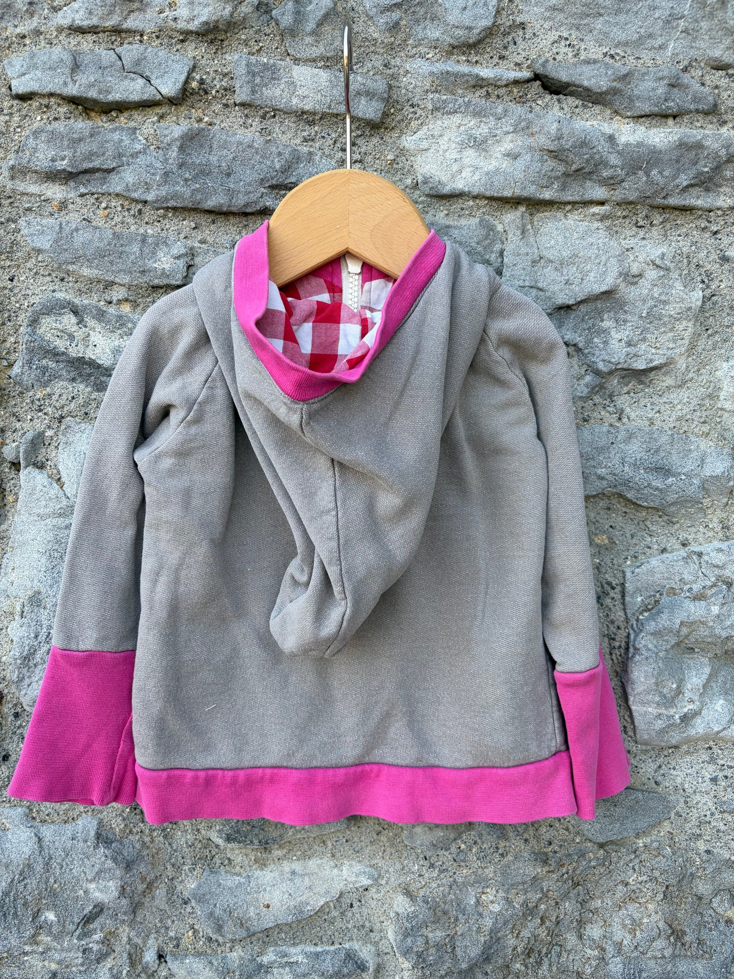 Grey&pink hoodie  18-24m (86-92cm)