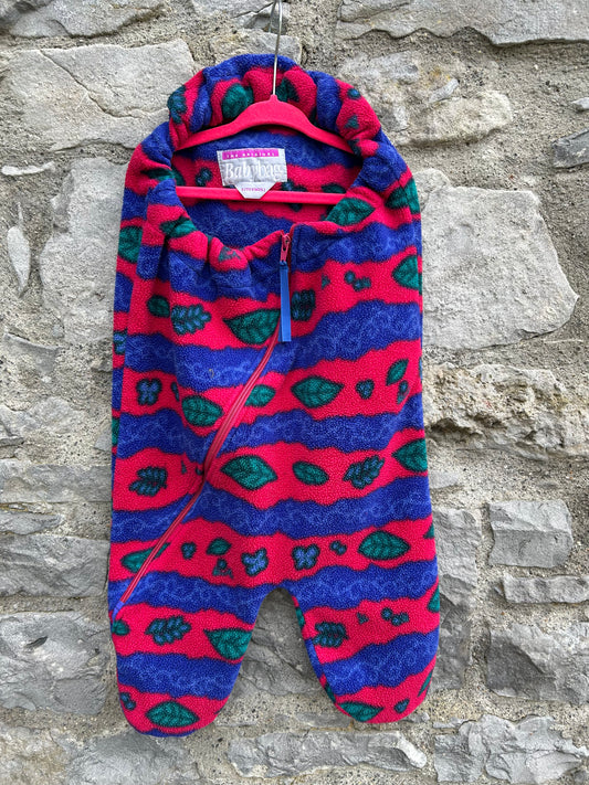 80s Pink&navy fleece Babybag  0-6m (56-68cm)