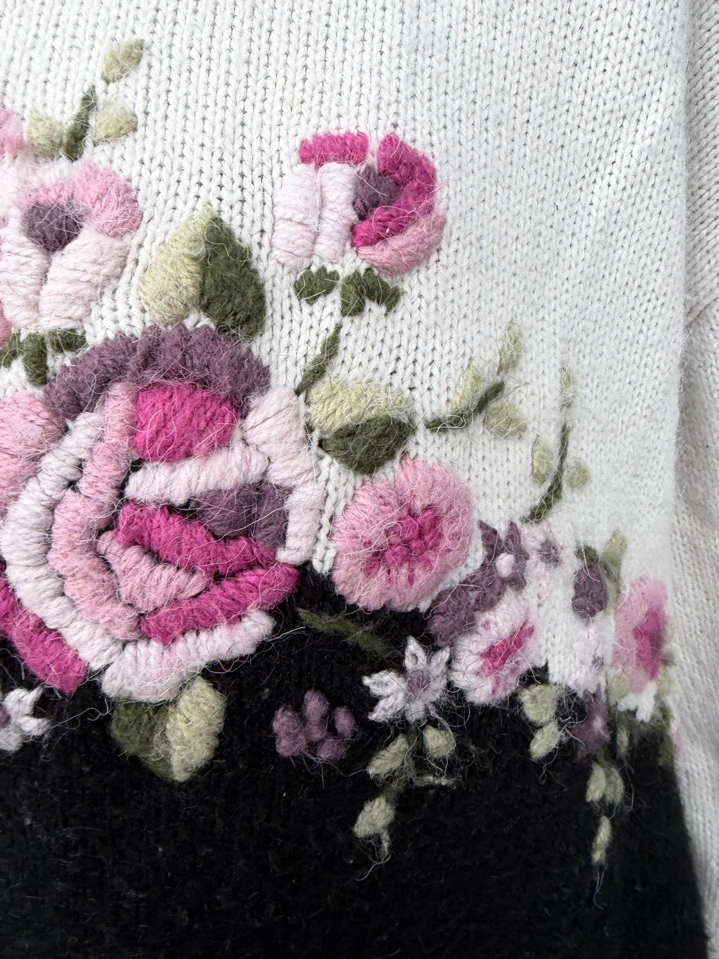 80s colorblock mock neck embroidered jumper uk 14