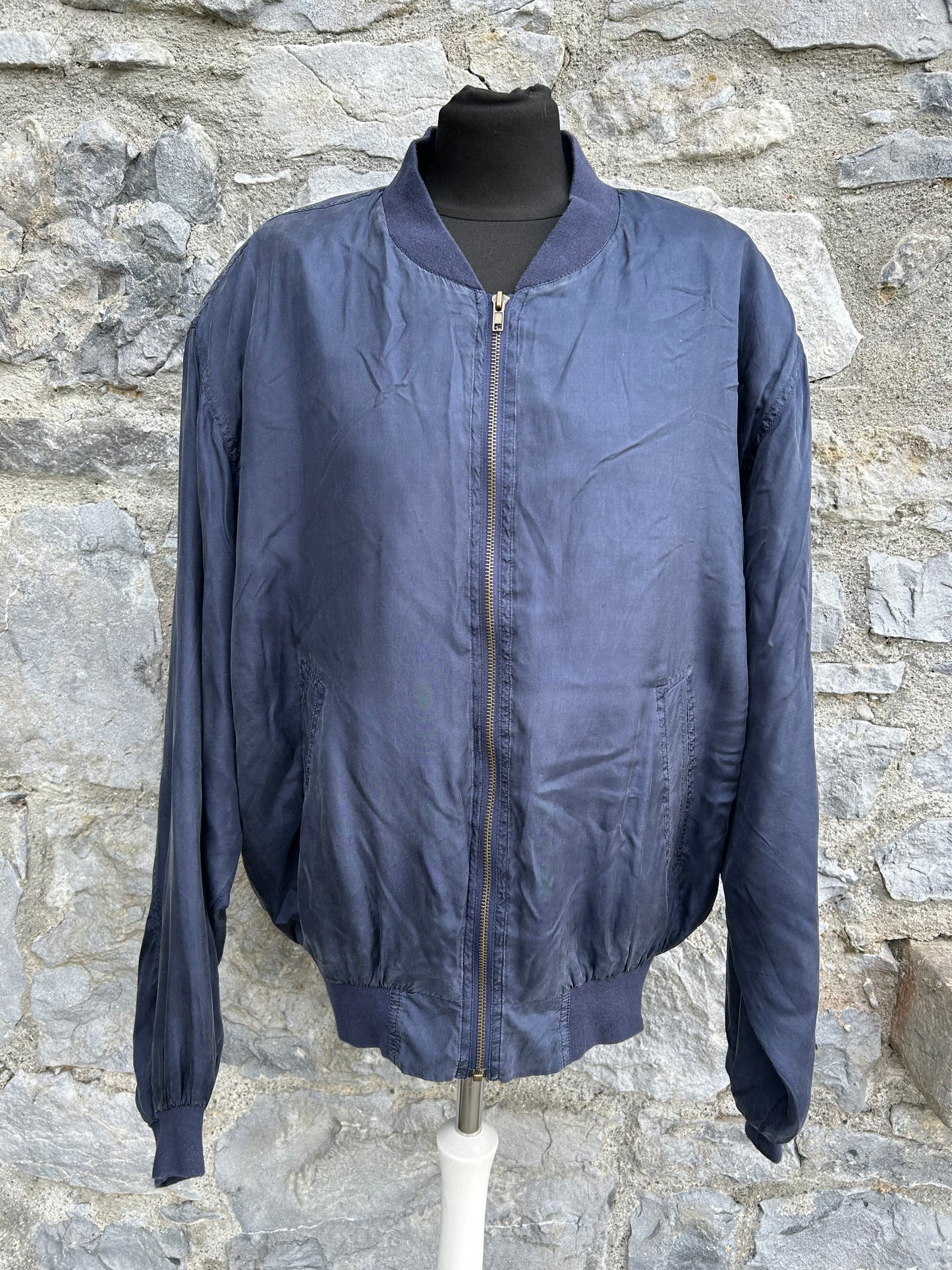 Navy silk bomber jacket M/L