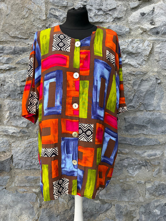 80s vibrant patchwork shirt uk 16-18