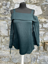 Load image into Gallery viewer, Dark green cold shoulder top uk 10
