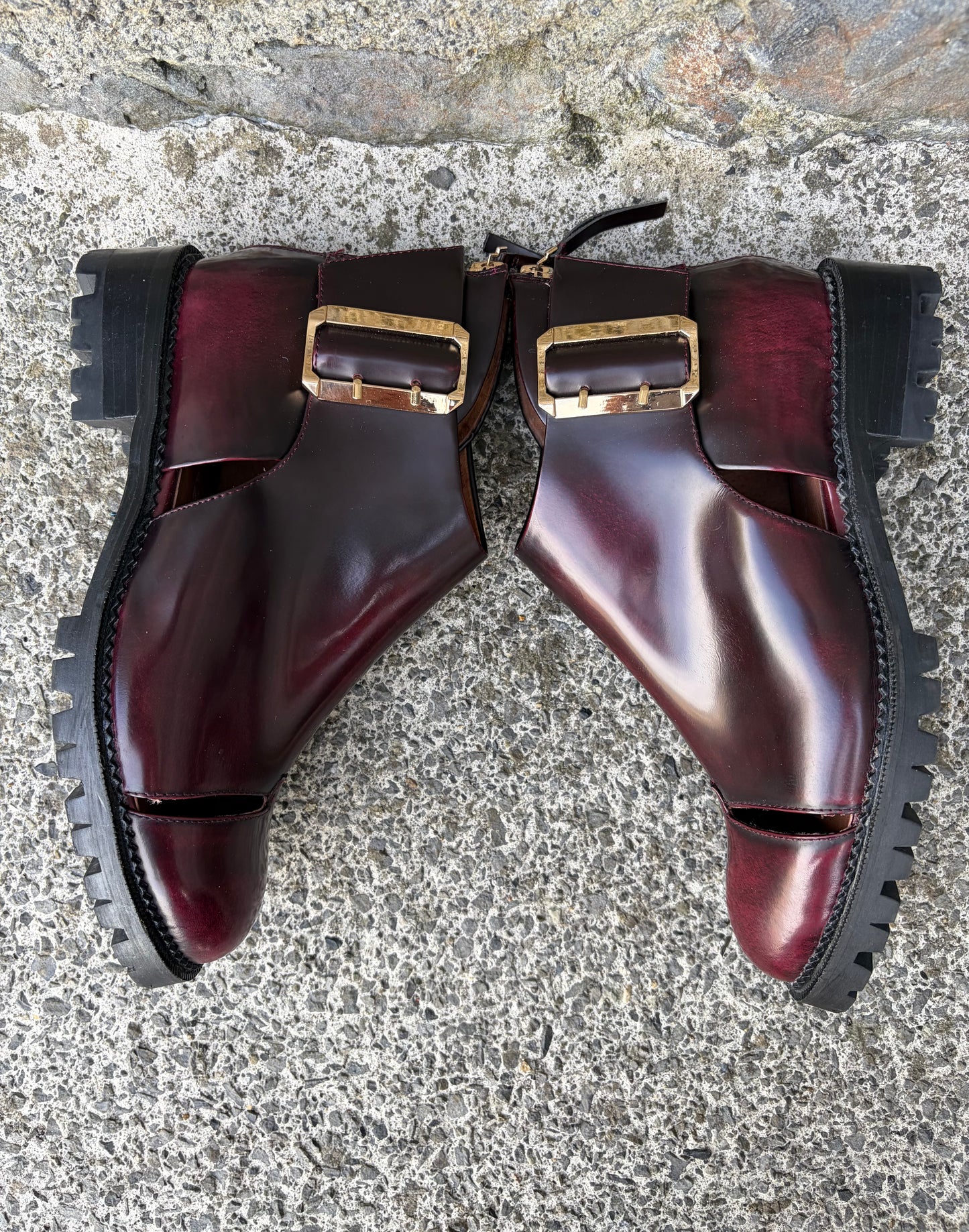 Burgundy Flammel cutout ankle boots  uk 6 (eu 39)