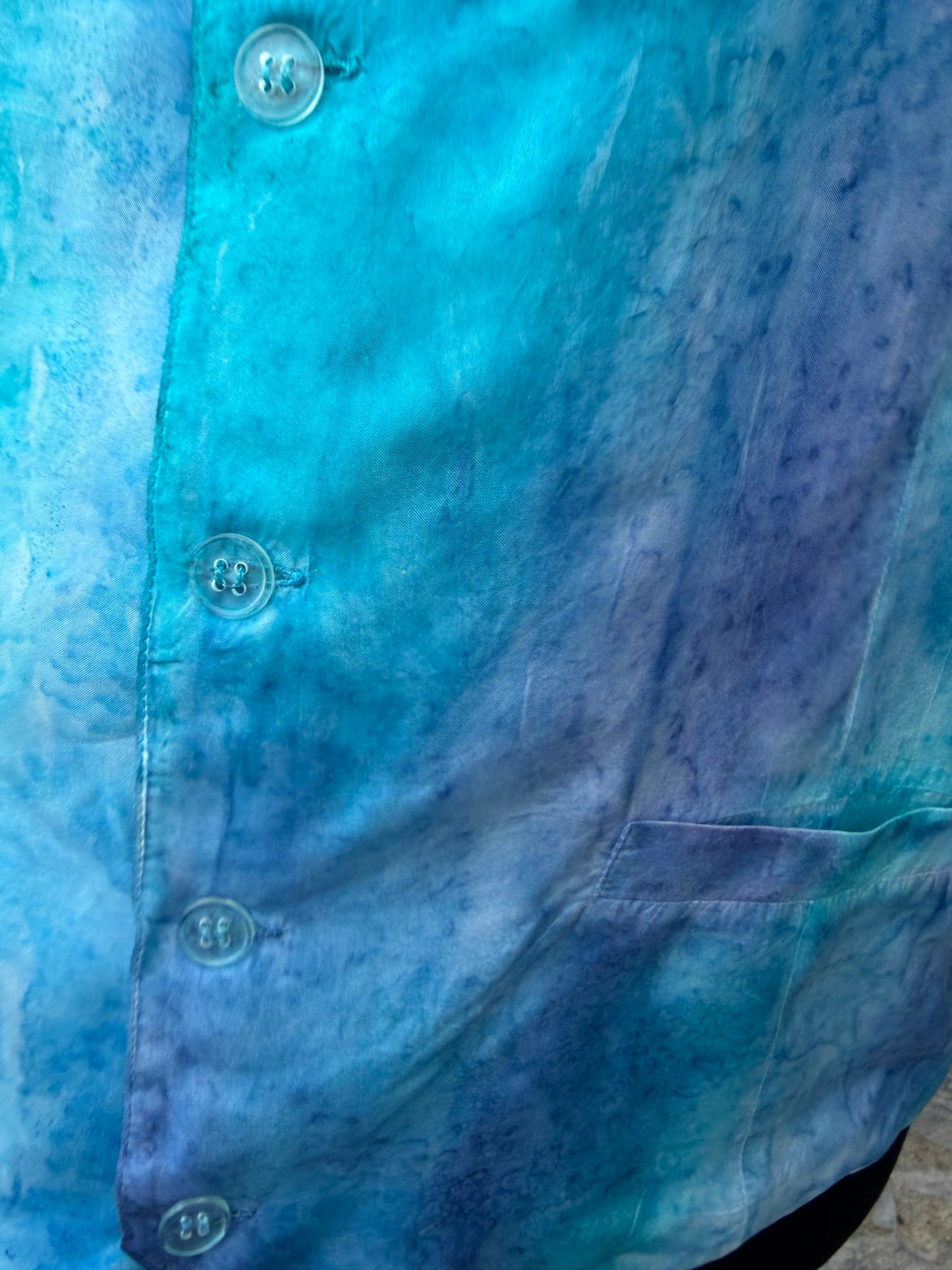 80s blue tie dye waistcoat Small