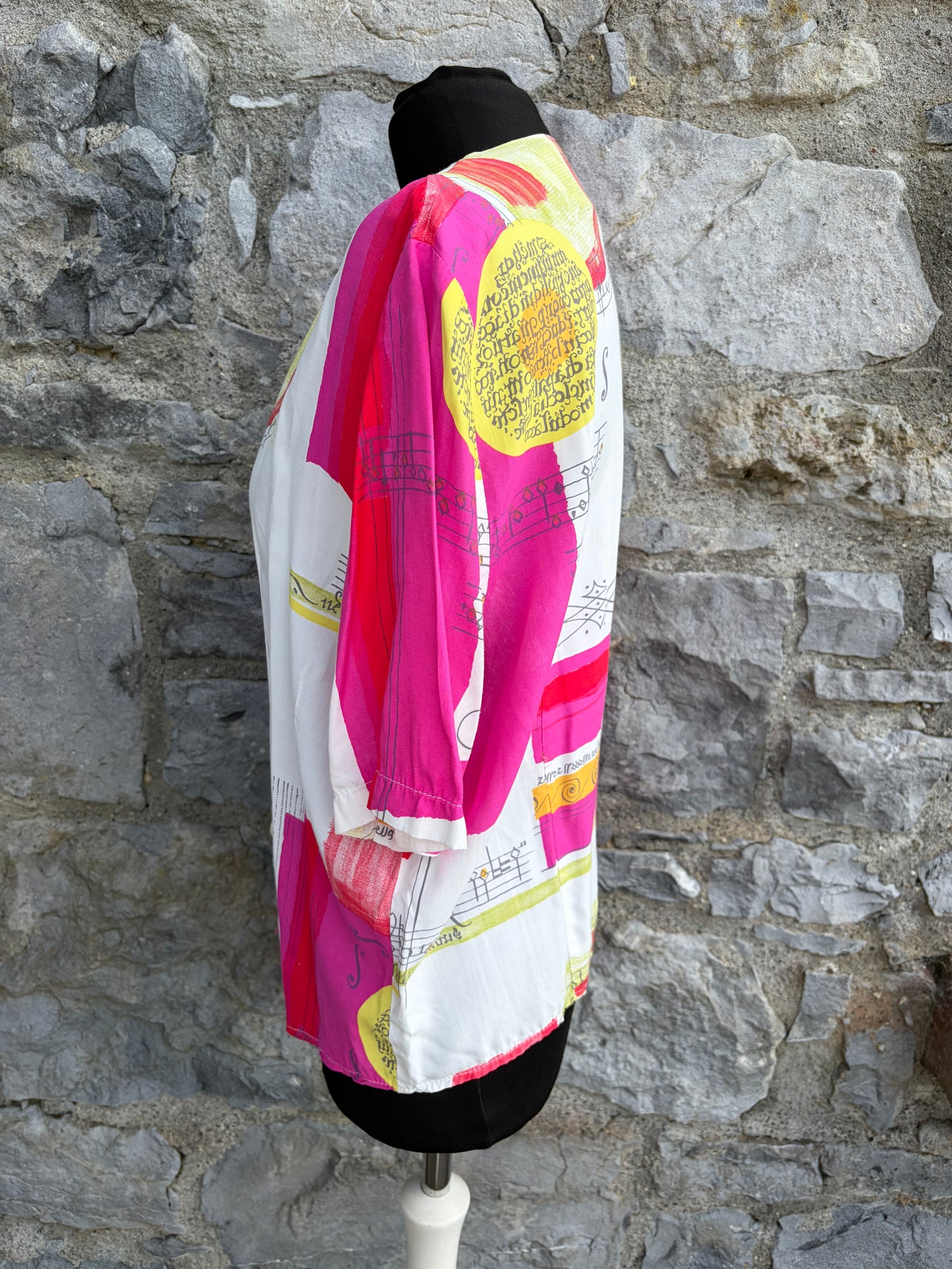 80s notes pink&white blouse uk 12-14