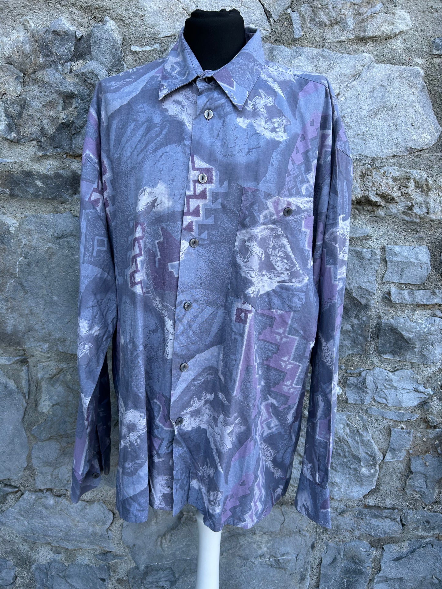 80s grey abstract shirt Large