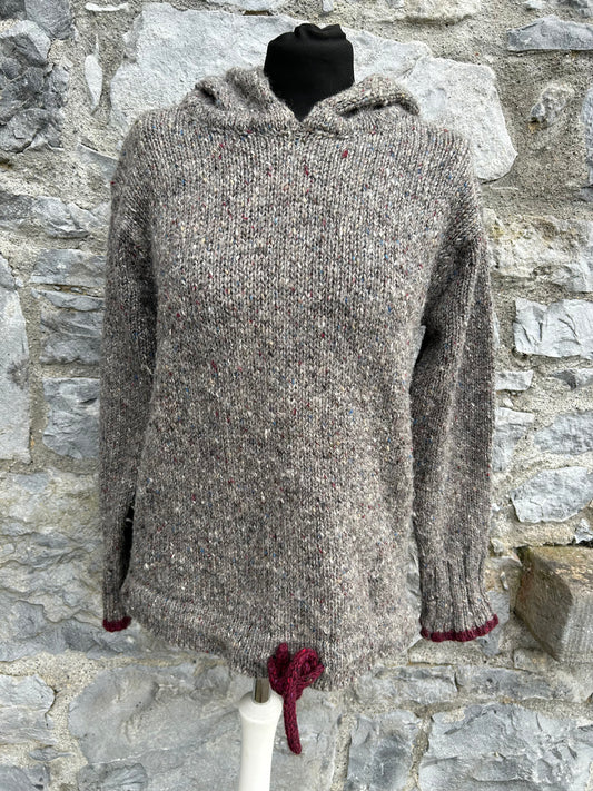 90s grey hooded melange jumper uk 12