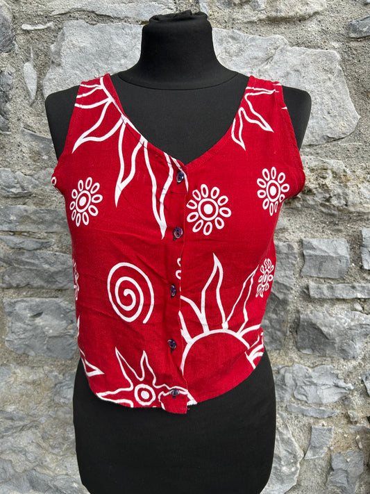 90s sun print red top uk 6