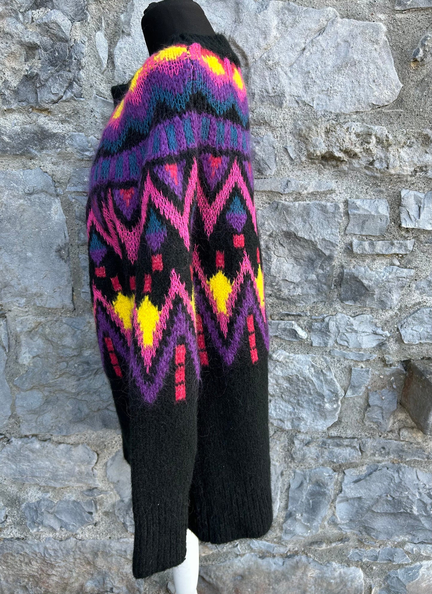 Cable Knit Oversized Long Black Sweater uk 10-12