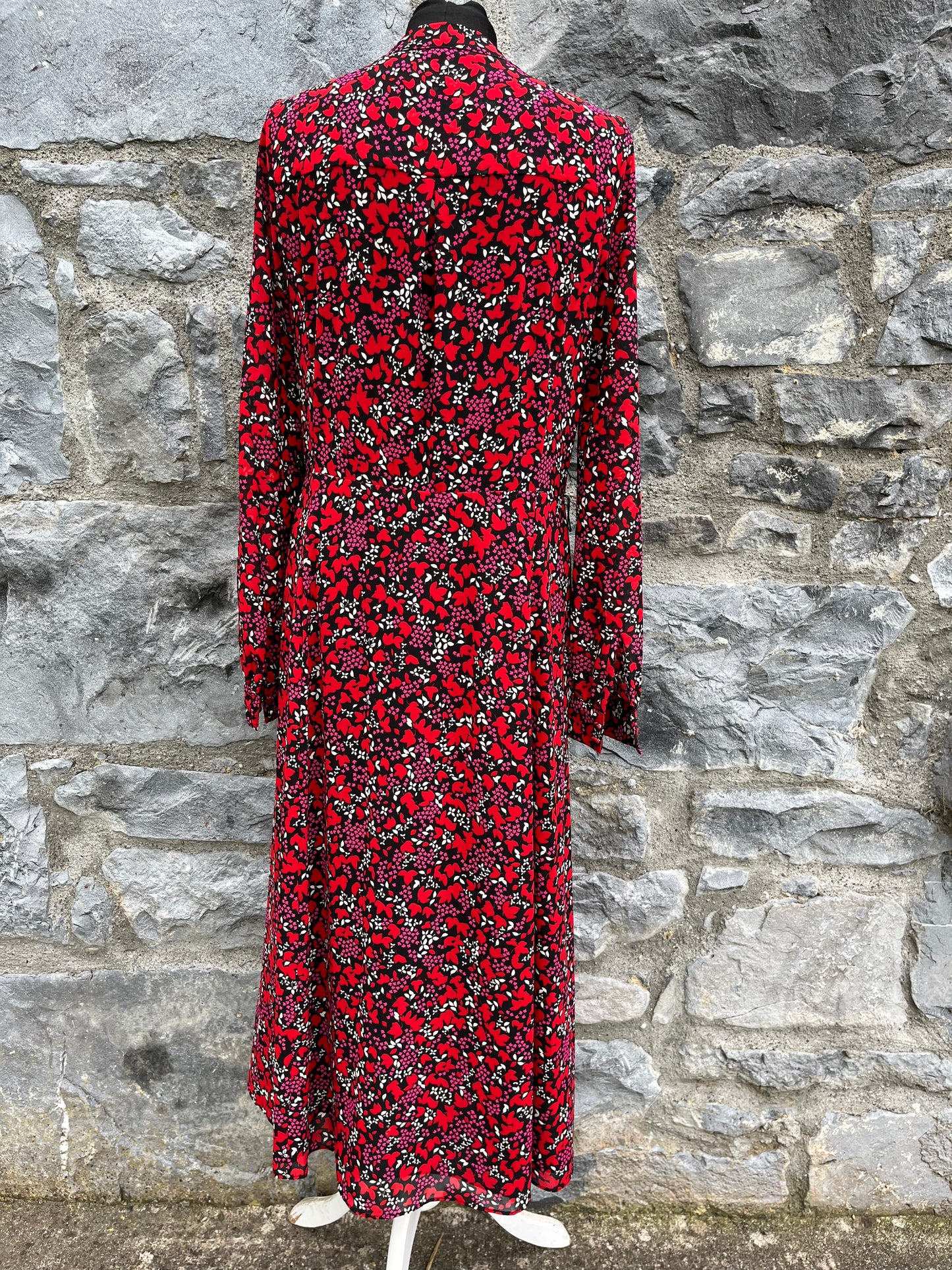 Red floral maxi dress uk 8-10