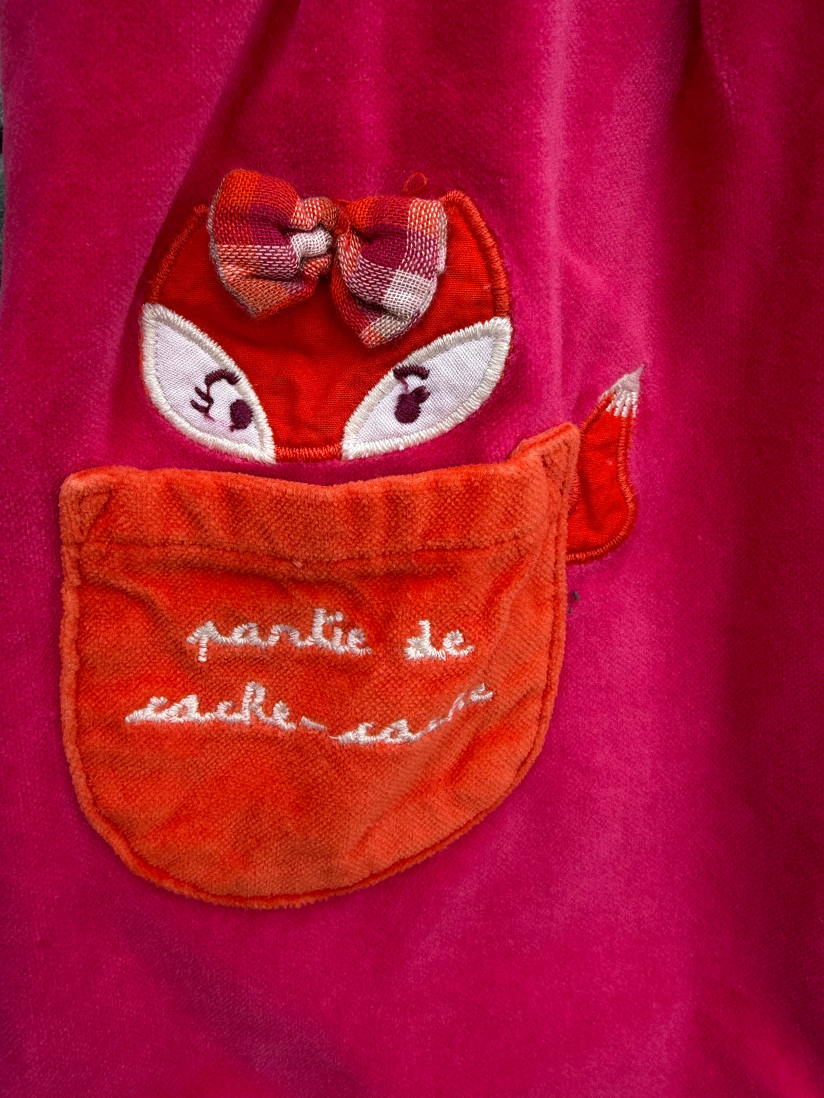 Woodland animals pink velvet pinafore 3-6m (62-68cm)