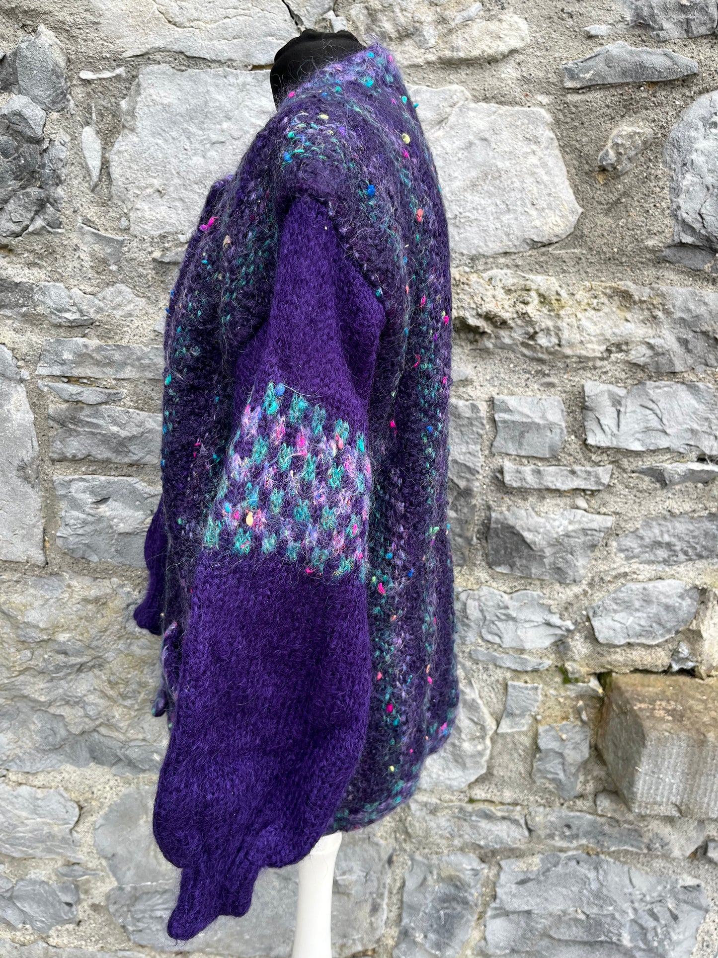 80s purple cardigan with a scarf uk 14-16