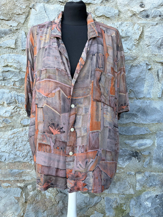 80s brown abstract shirt Medium