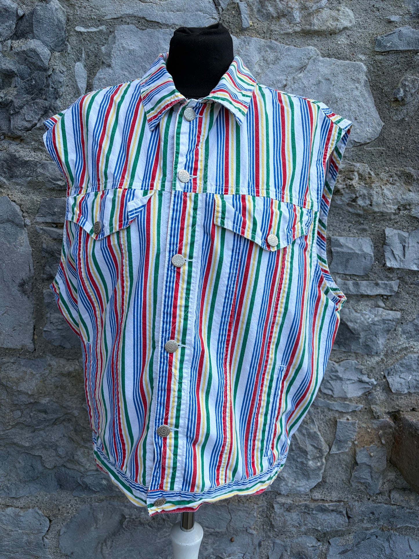 80s colourful stripy gilet  uk 14-16