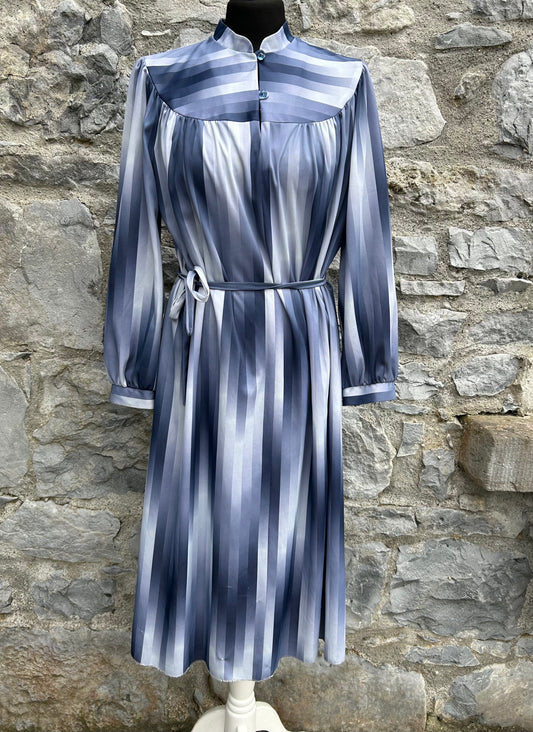 80s grey stripes dress uk 14-16