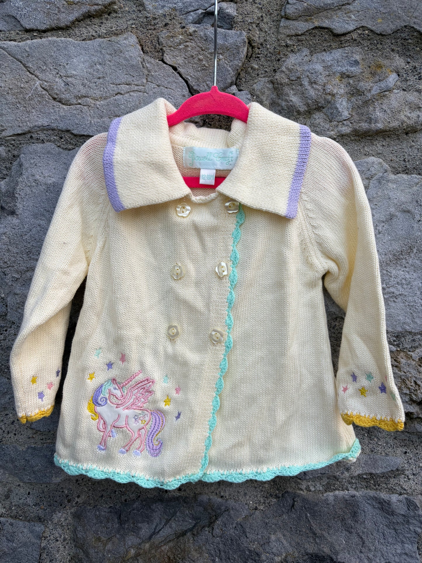 Unicorn cream cardigan  12-18m (80-86cm)