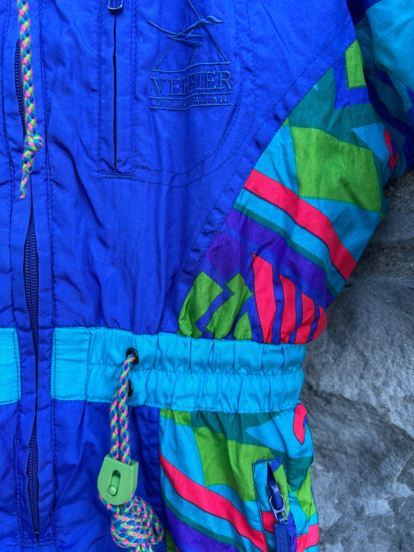 80s blue abstract ski suit   5-6y (110-116cm)