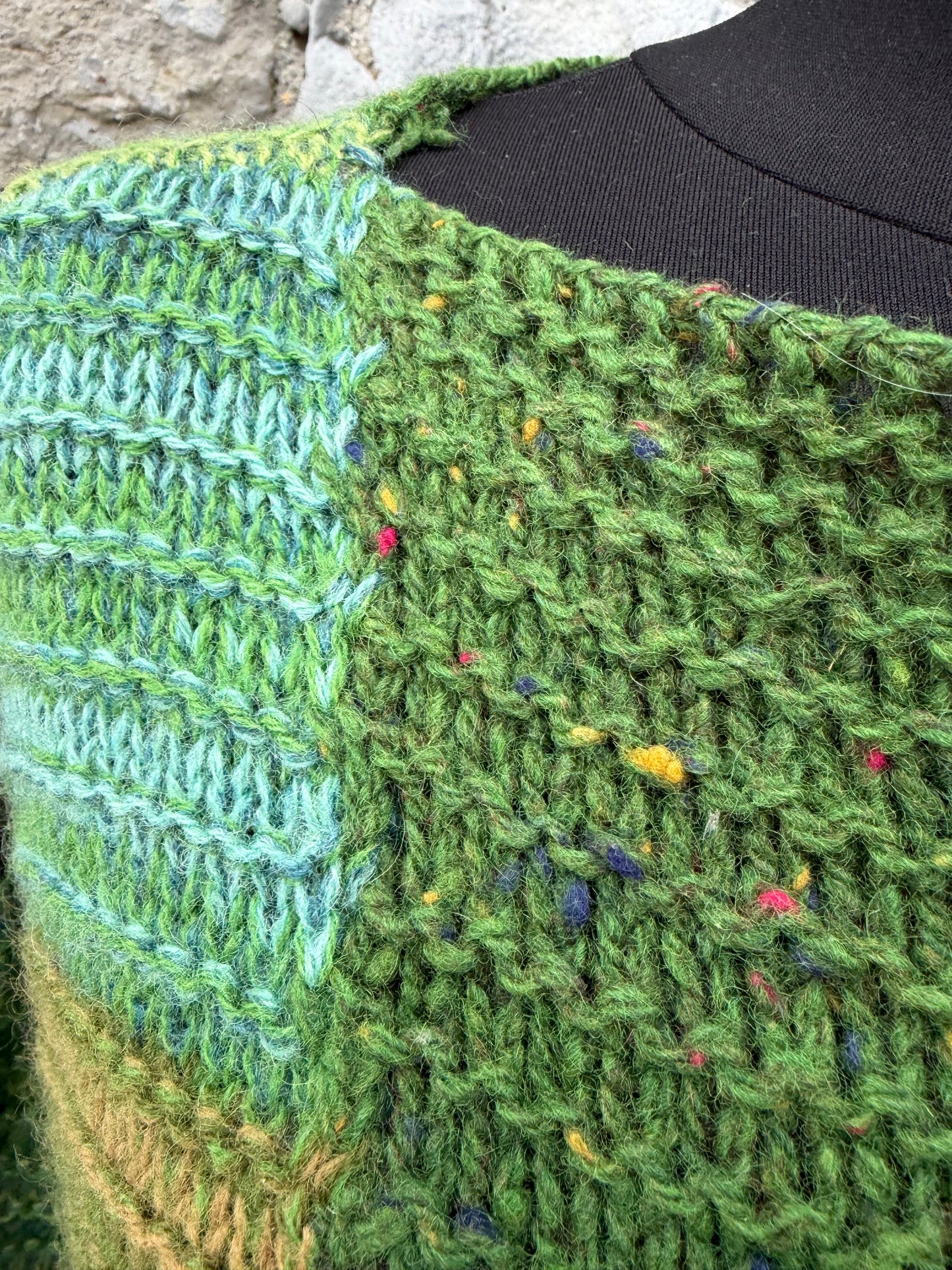 90s green patchwork jumper uk 12-14
