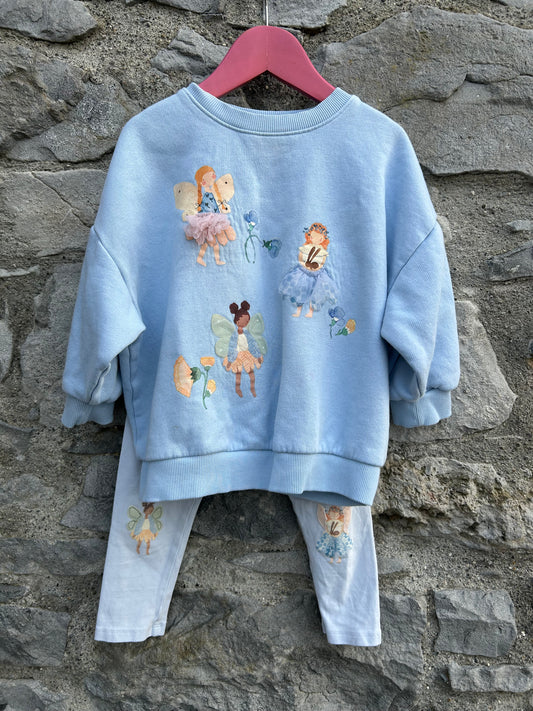 Fairies blue sweatshirt&leggings  2-3y (92-98cm)