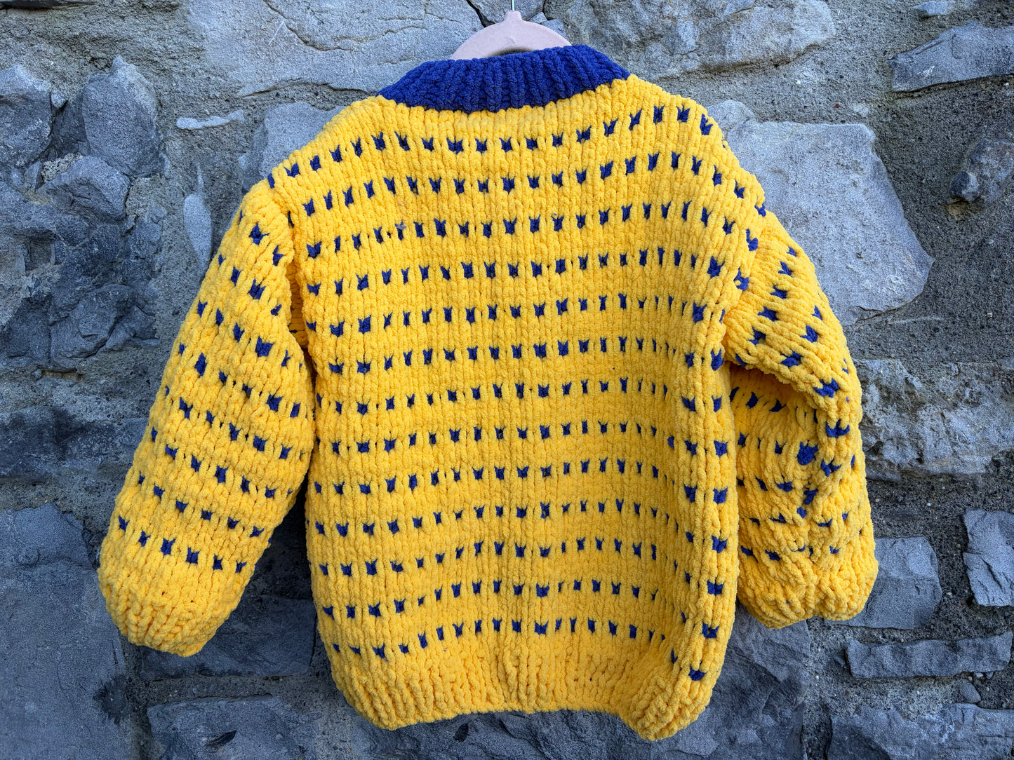 Yellow&blue fleece cardigan 5-6y (110-116cm)
