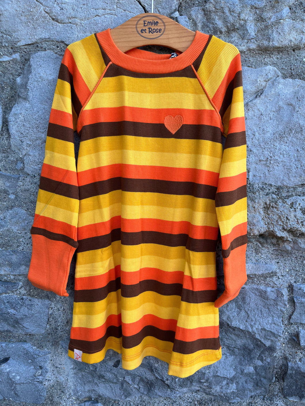 Emperador Big Stripes Brown&orange school dress  2y (92cm)
