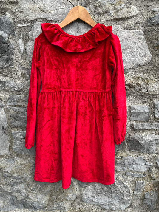 Red velour dress 9-10y (134-140cm)