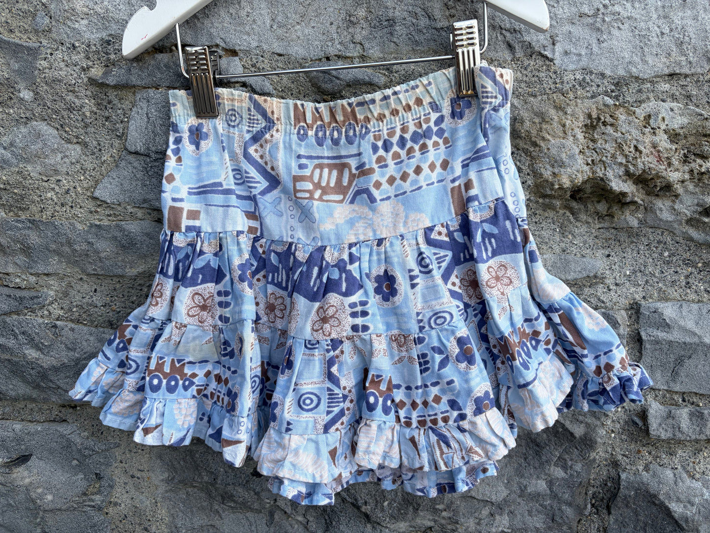 90s blue abstract top&skirt 2y (92cm)