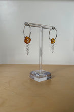 Load image into Gallery viewer, Amber&amp;silver Hoop earrings
