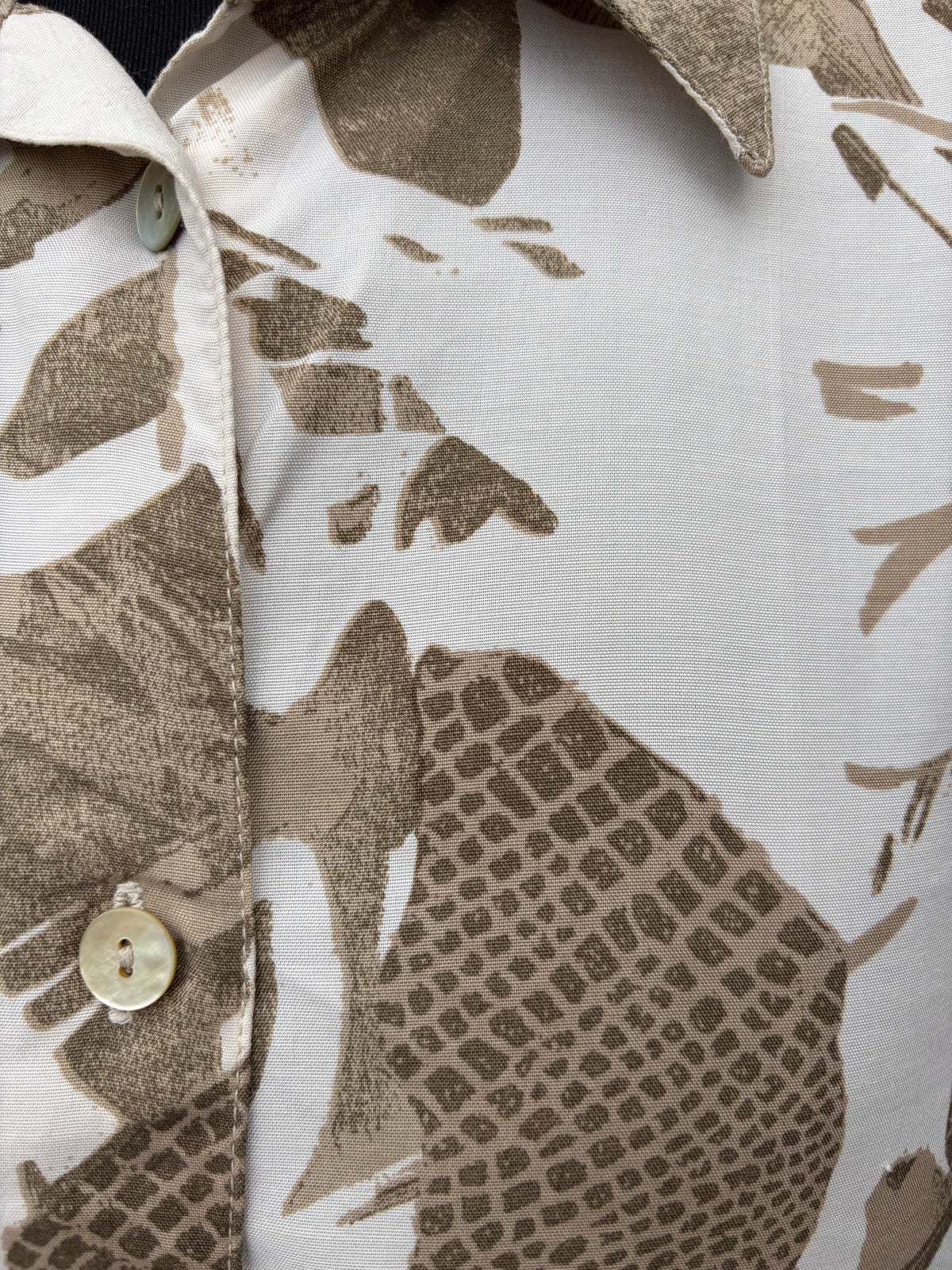 80s cream&beige patterned shirt uk 16-18