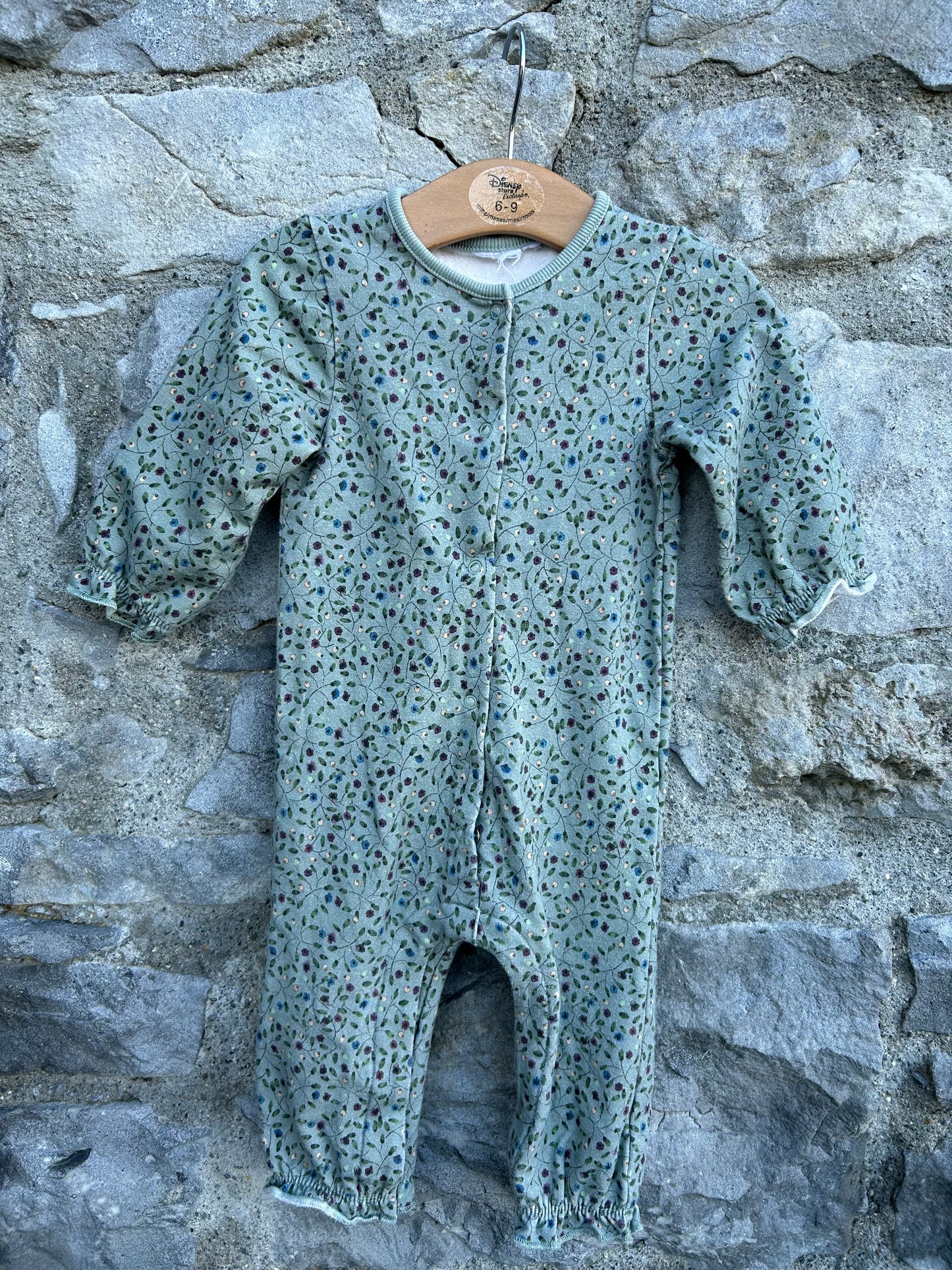 Green floral sweat onesie  6-9m (68-74cm)