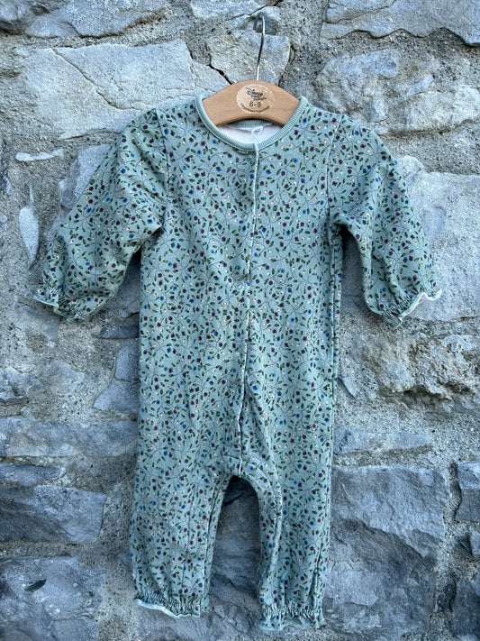 Green floral sweat onesie  6-9m (68-74cm)