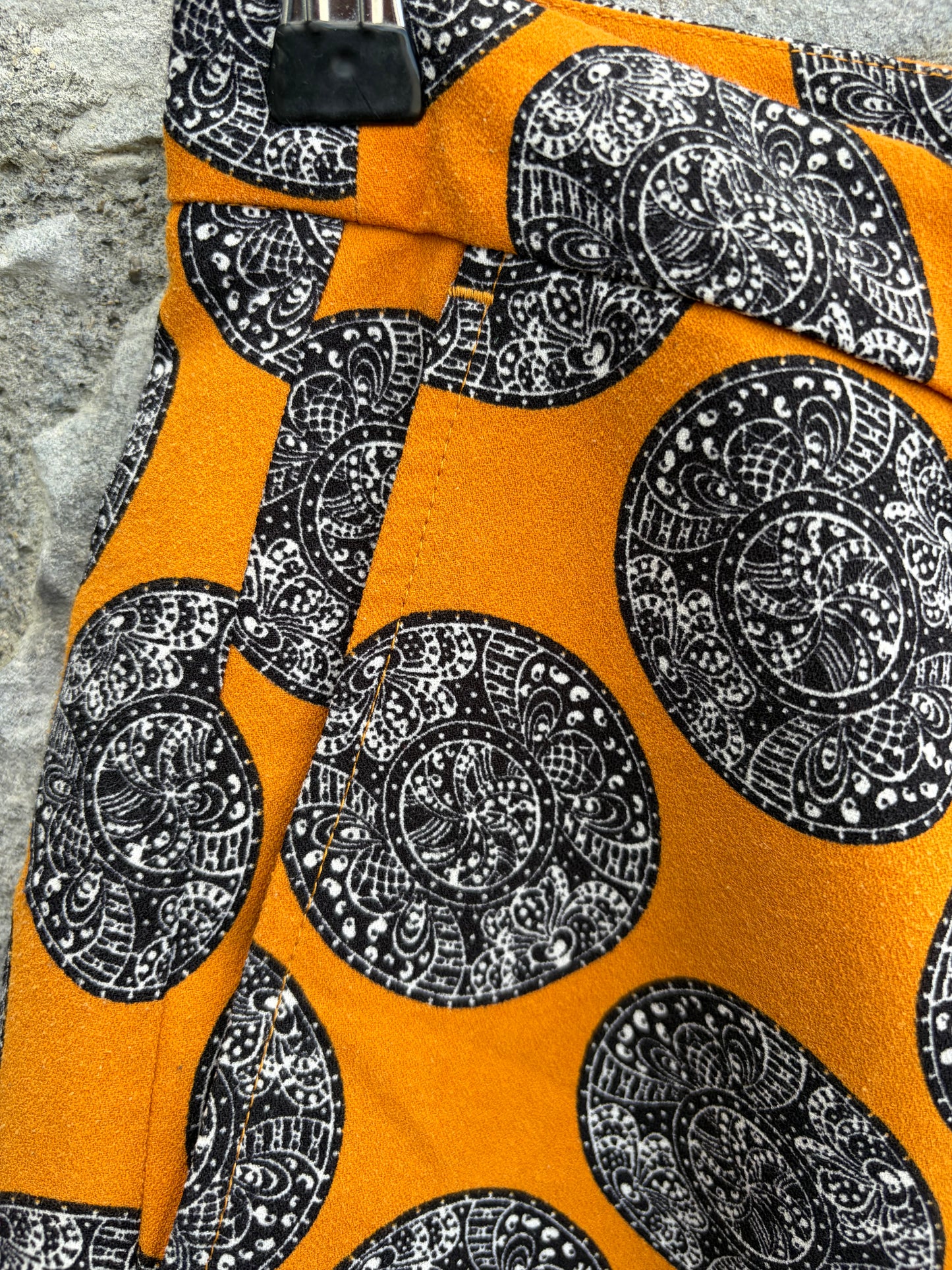 Mustard Yellow Geo Print Drapey Shorts uk 14