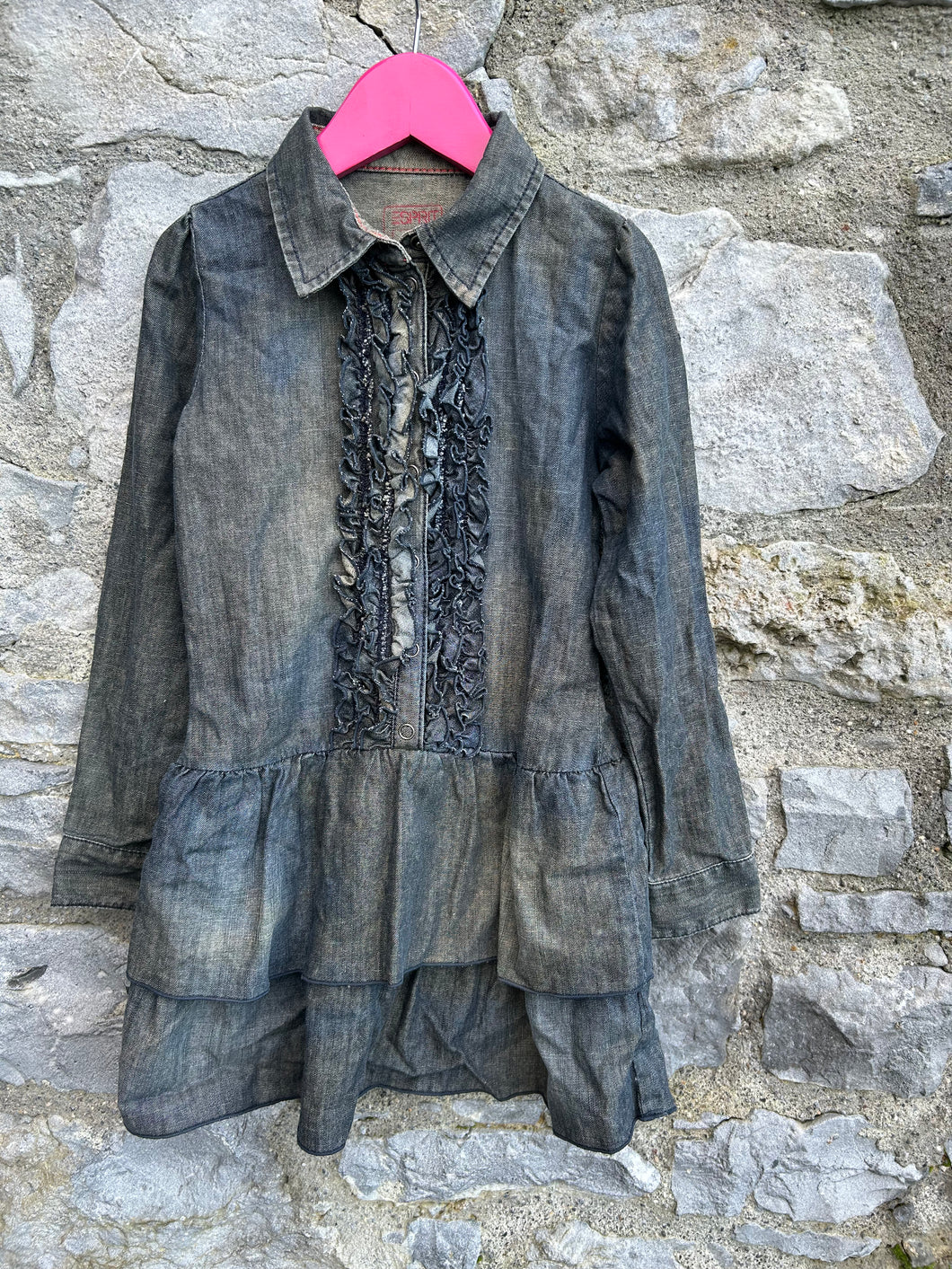 Denim ruffled dress  6-7y (116-122cm)