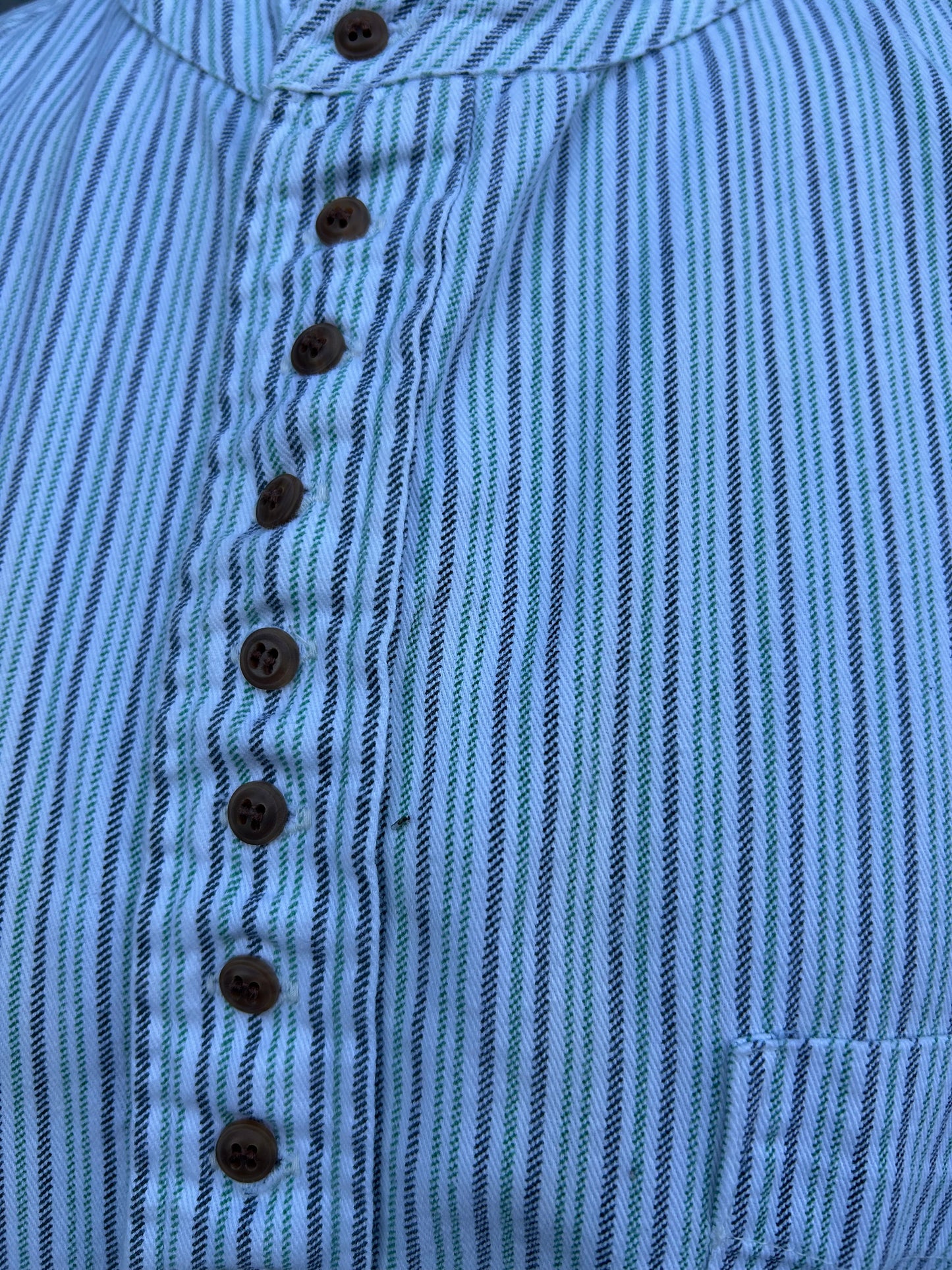 Stripy grandpa collar shirt XL