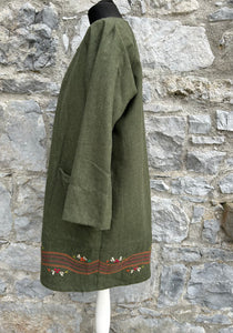 Khaki wool embroidered dress uk 12-14